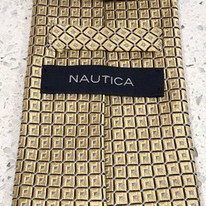 Nautica Accessories - Nautica Geometric Gold Silk Designer Tie EUC 3 1/2 Nautica Accessories - Nautica Geometric Gold Silk Designer Tie EUC 3 1/2